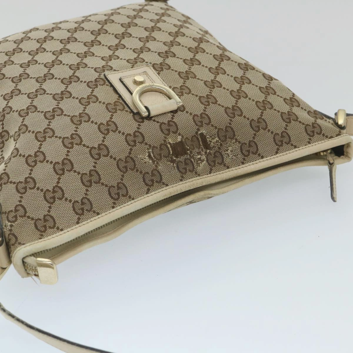 GUCCI GG Canvas Shoulder Bag Beige White 13126  58612
