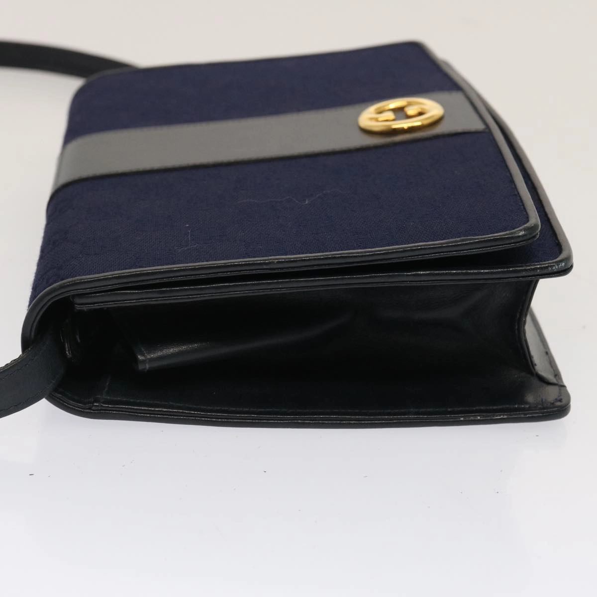 Gucci GG Canvas Shoulder Bag Navy Black
