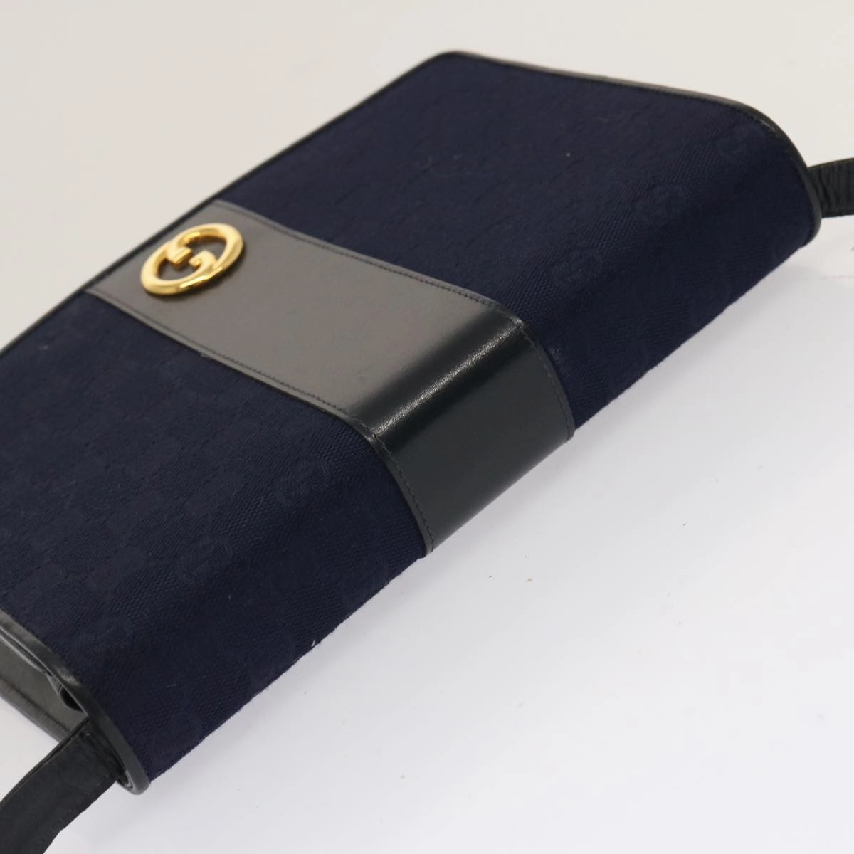 Gucci GG Canvas Shoulder Bag Navy Black