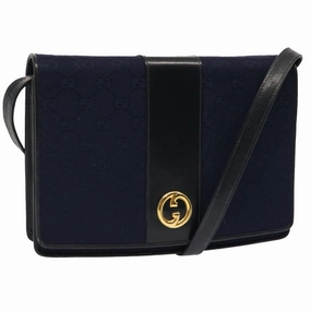 Gucci GG Canvas Shoulder Bag Navy Black