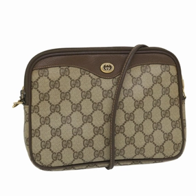 GUCCI GG Canvas Shoulder Bag PVC Leather Beige  57244
