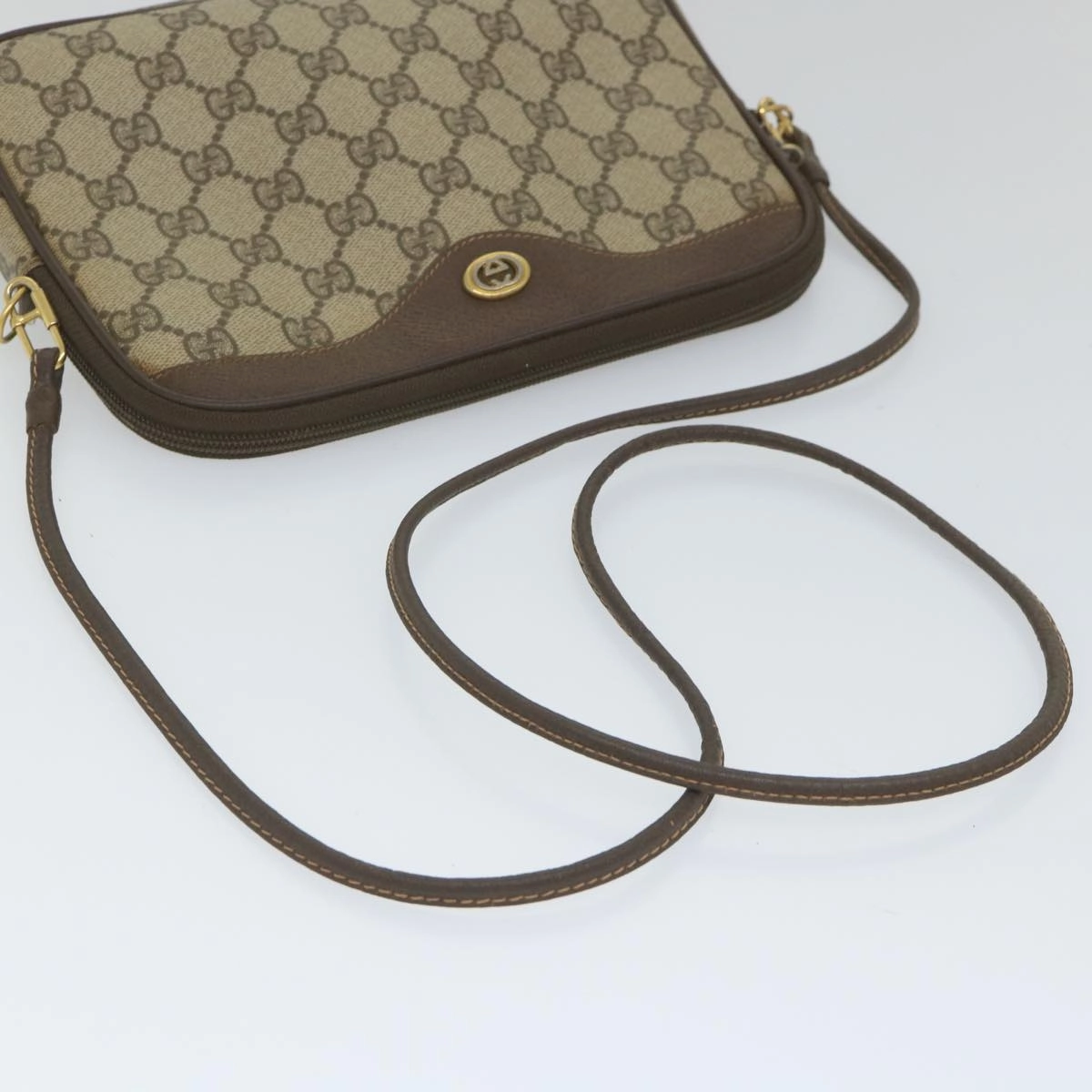 GUCCI GG Canvas Shoulder Bag PVC Leather Beige  57244