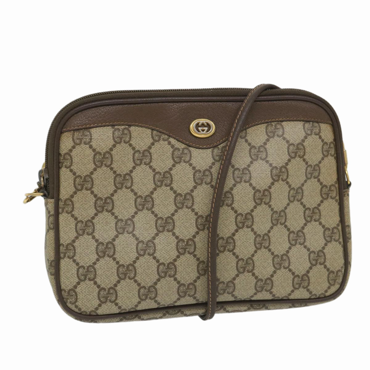 GUCCI GG Canvas Shoulder Bag PVC Leather Beige  57244