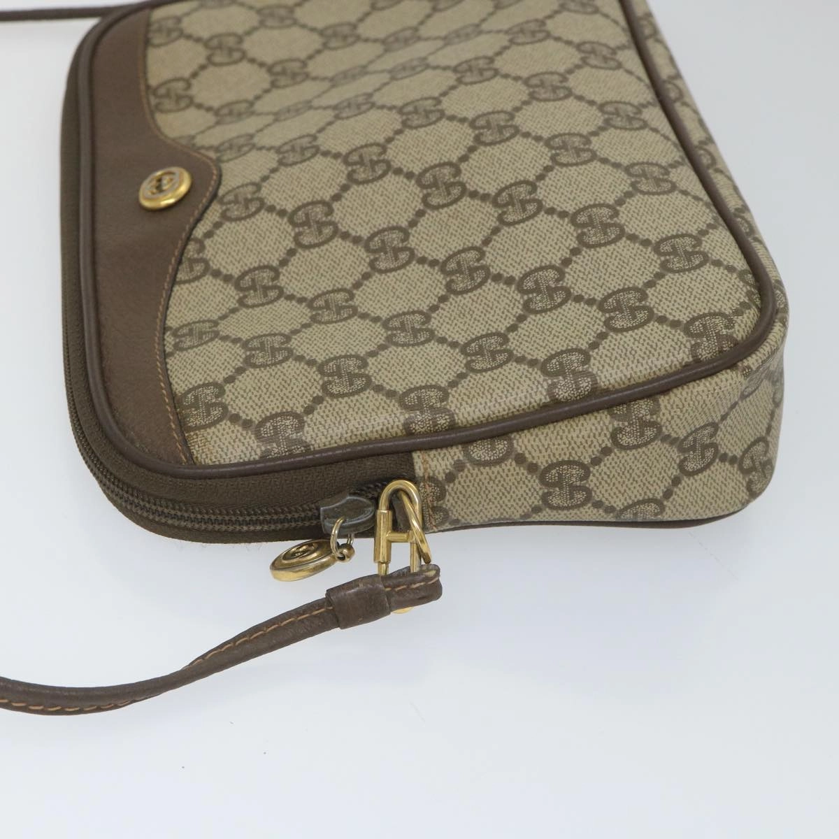 GUCCI GG Canvas Shoulder Bag PVC Leather Beige  57244