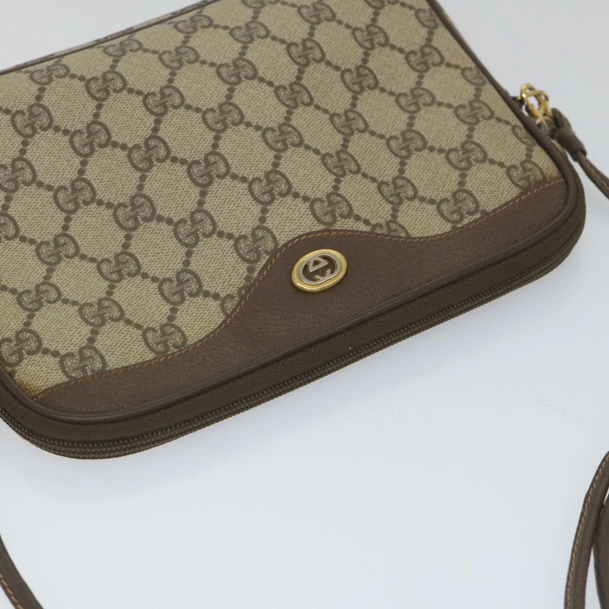 GUCCI GG Canvas Shoulder Bag PVC Leather Beige  57244