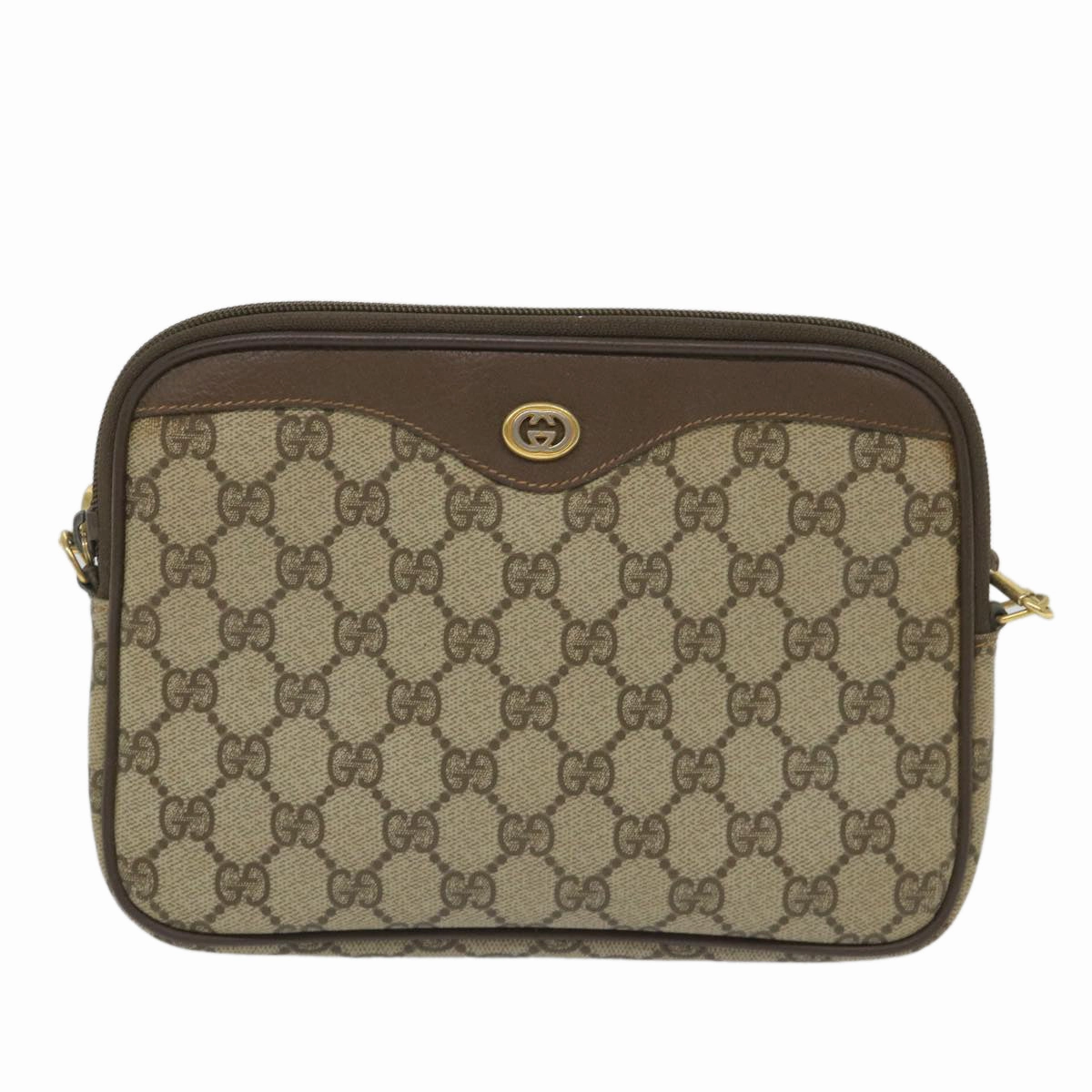 GUCCI GG Canvas Shoulder Bag PVC Leather Beige  57244