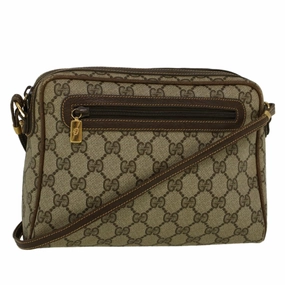 GUCCI GG Canvas Shoulder Bag PVC Leather Beige Brown  57299