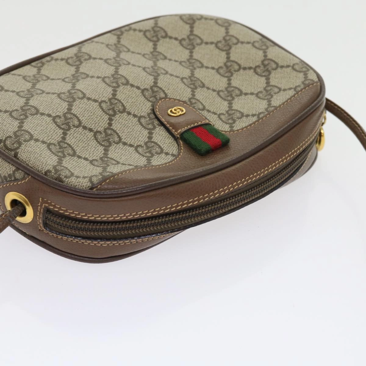 GUCCI GG Canvas Web Sherry Line Shoulder Bag Beige Red Green  ki3607