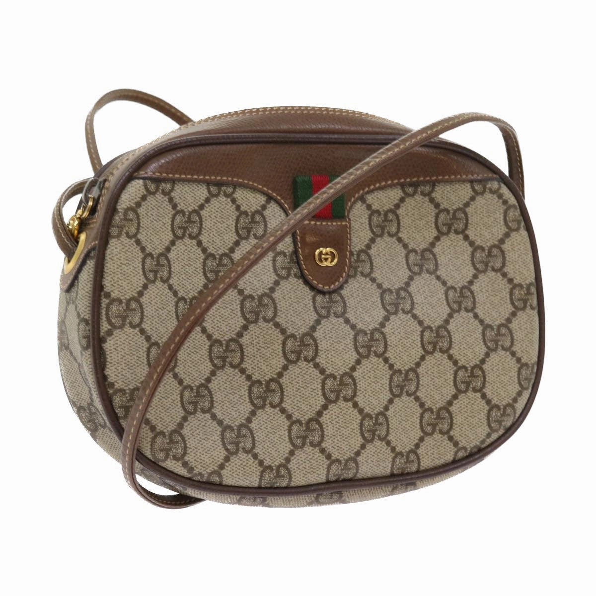 GUCCI GG Canvas Web Sherry Line Shoulder Bag Beige Red Green  ki3607
