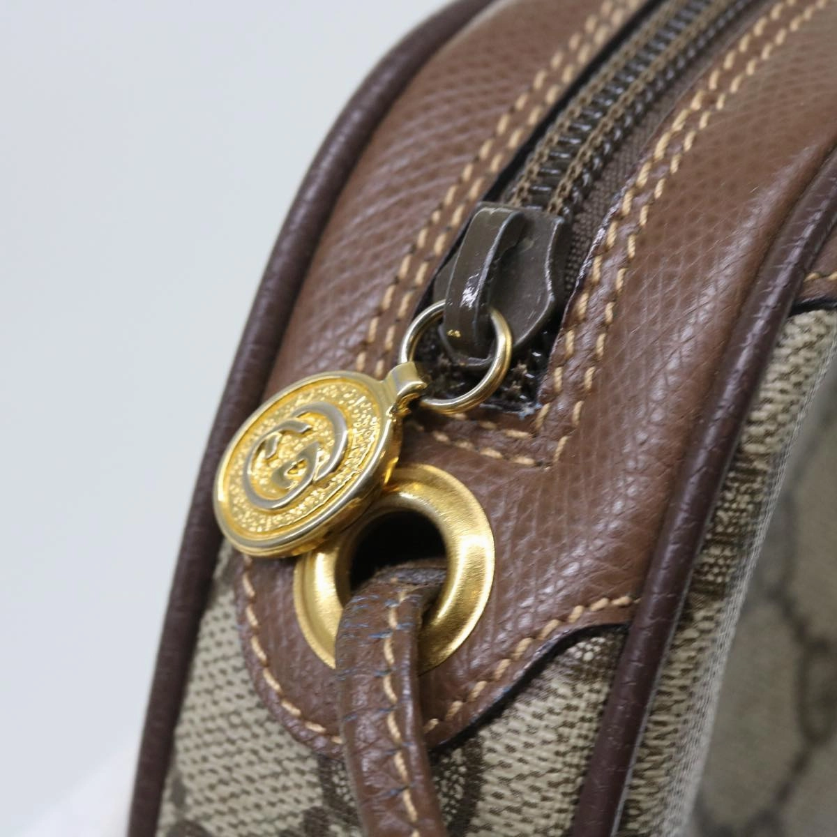 GUCCI GG Canvas Web Sherry Line Shoulder Bag Beige Red Green  ki3607