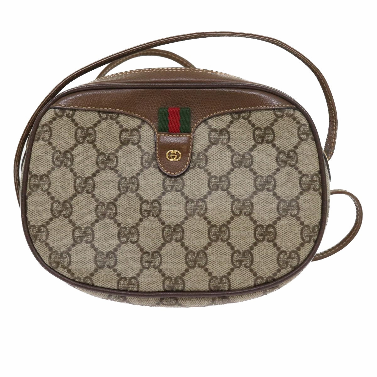 GUCCI GG Canvas Web Sherry Line Shoulder Bag Beige Red Green  ki3607