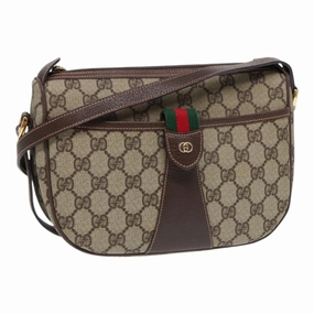 GUCCI GG Canvas Web Sherry Line Shoulder Bag PVC Beige Green Red  ep5156