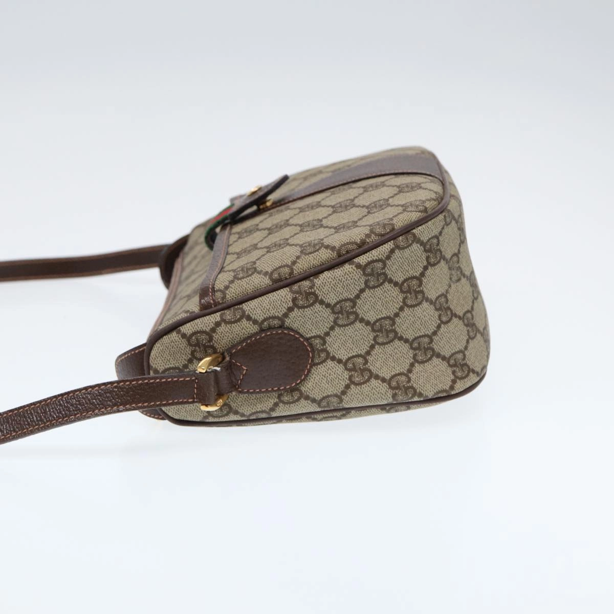GUCCI GG Canvas Web Sherry Line Shoulder Bag PVC Beige Green Red  ep5156