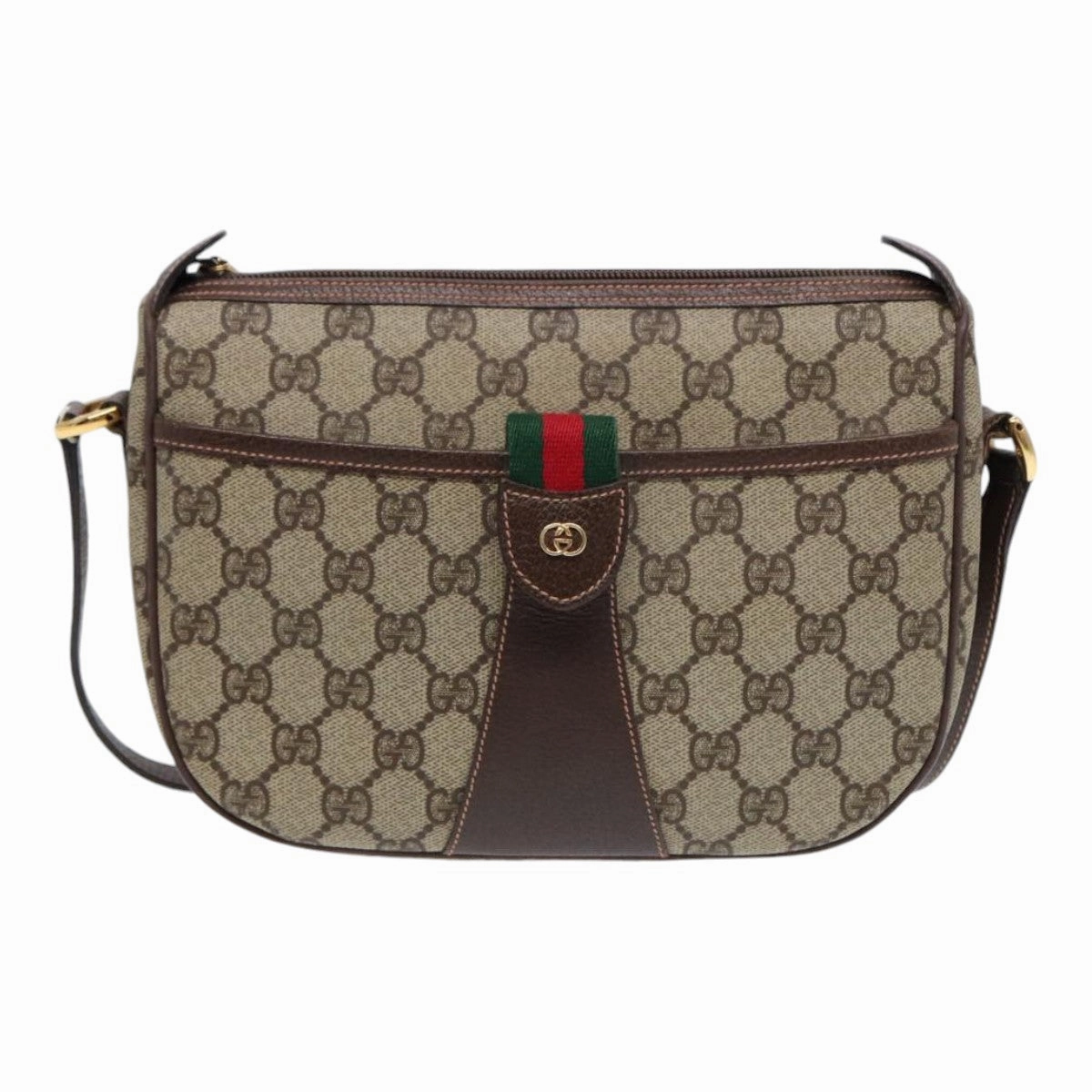 GUCCI GG Canvas Web Sherry Line Shoulder Bag PVC Beige Green Red  ep5156