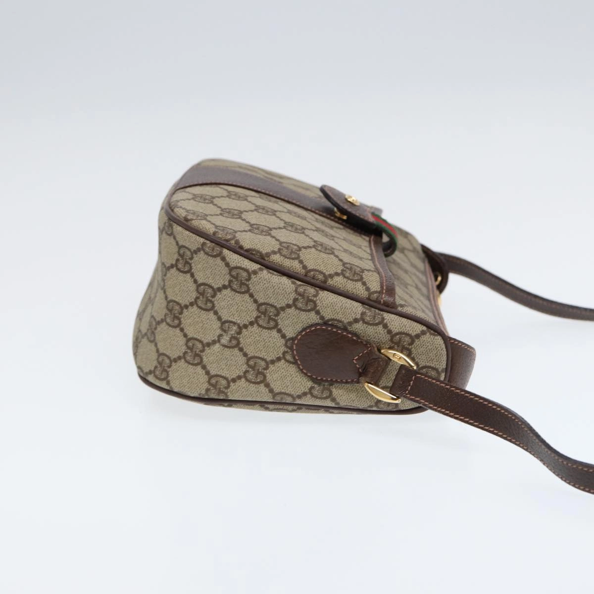 GUCCI GG Canvas Web Sherry Line Shoulder Bag PVC Beige Green Red  ep5156