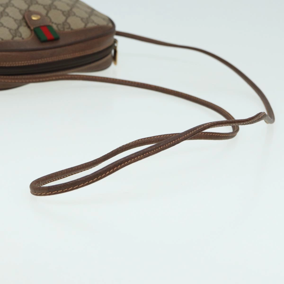 GUCCI GG Canvas Web Sherry Line Shoulder Bag PVC Leather Beige  83133