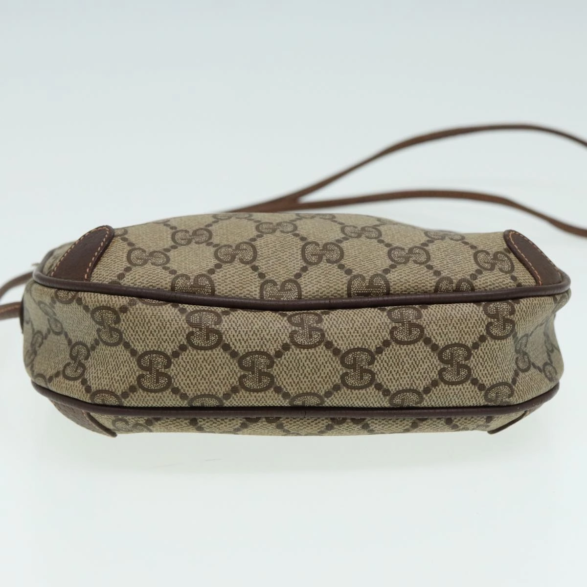 GUCCI GG Canvas Web Sherry Line Shoulder Bag PVC Leather Beige  83133
