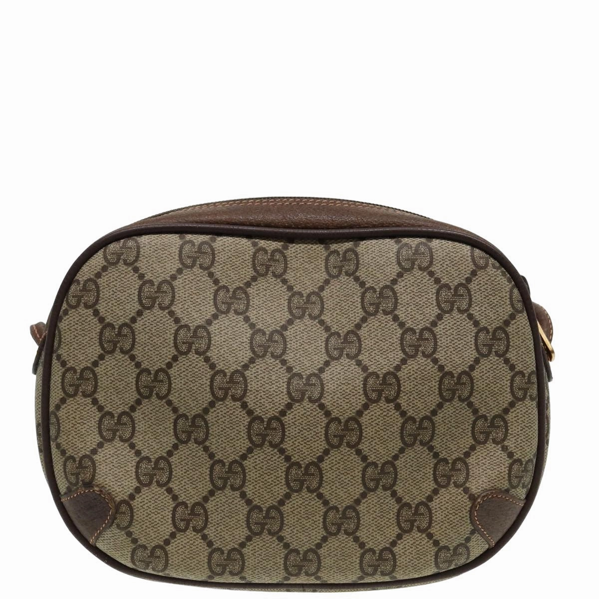 GUCCI GG Canvas Web Sherry Line Shoulder Bag PVC Leather Beige  83133