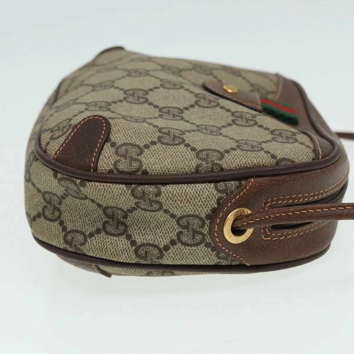 GUCCI GG Canvas Web Sherry Line Shoulder Bag PVC Leather Beige  83133