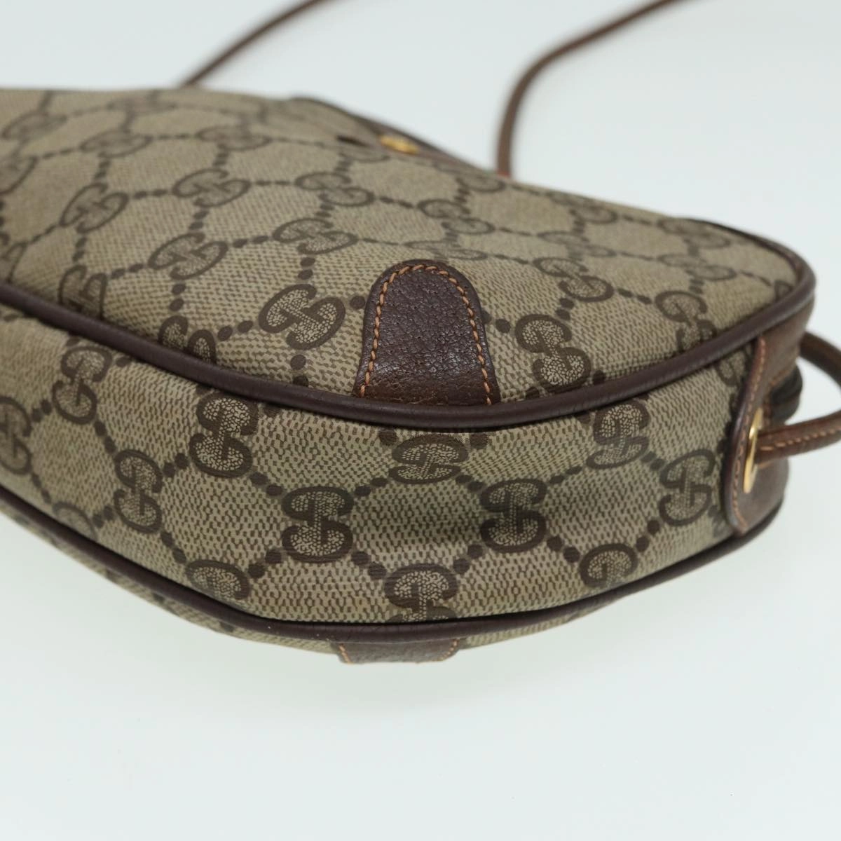 GUCCI GG Canvas Web Sherry Line Shoulder Bag PVC Leather Beige  83133