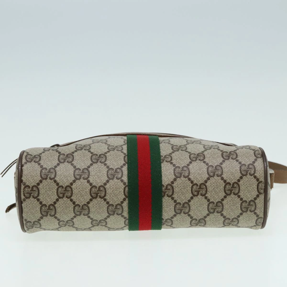 GUCCI GG Canvas Web Sherry Line Shoulder Bag PVC Leather Beige  83134