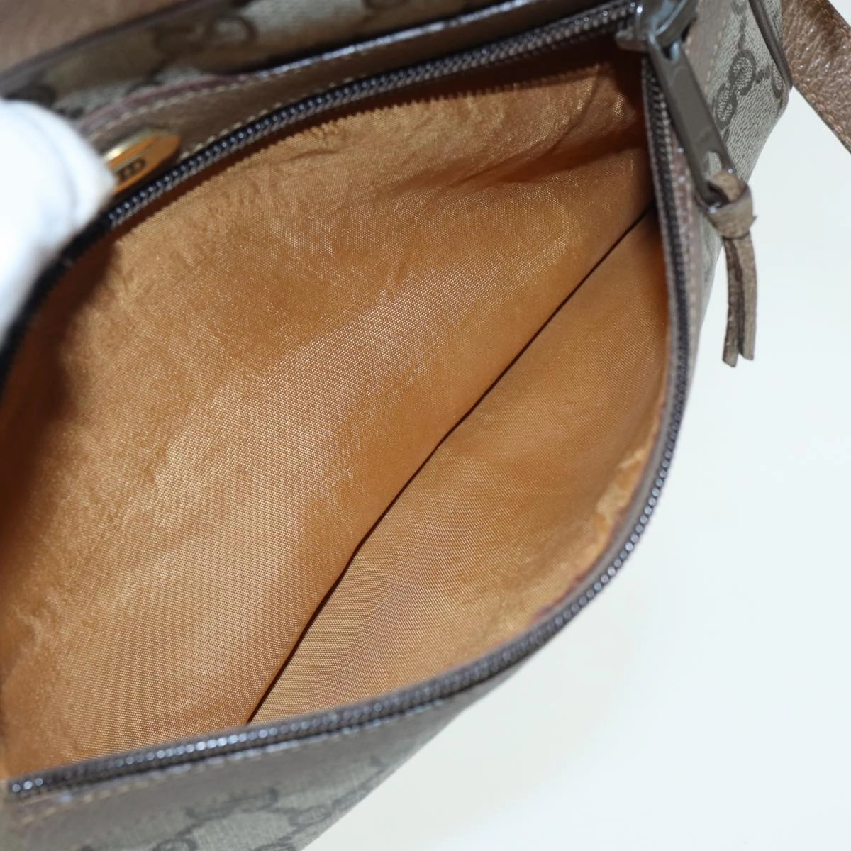 GUCCI GG Canvas Web Sherry Line Shoulder Bag PVC Leather Beige  83134