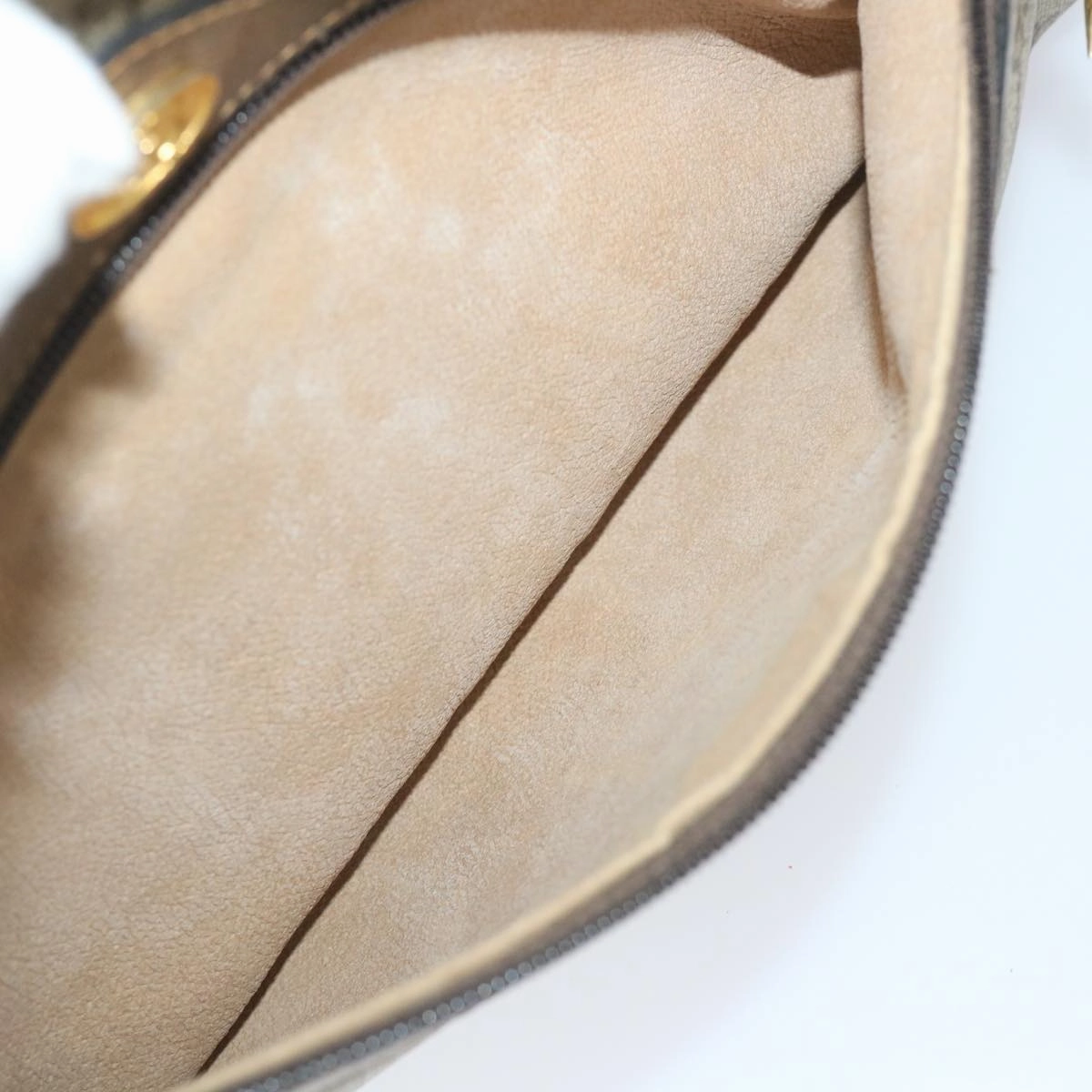 GUCCI GG Canvas Web Sherry Line Shoulder Bag PVC Leather Beige Green  57258
