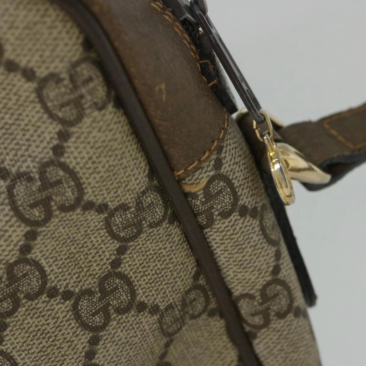 GUCCI GG Canvas Web Sherry Line Shoulder Bag PVC Leather Beige Green  57258
