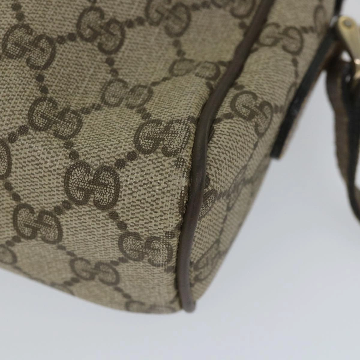 GUCCI GG Canvas Web Sherry Line Shoulder Bag PVC Leather Beige Green  57258