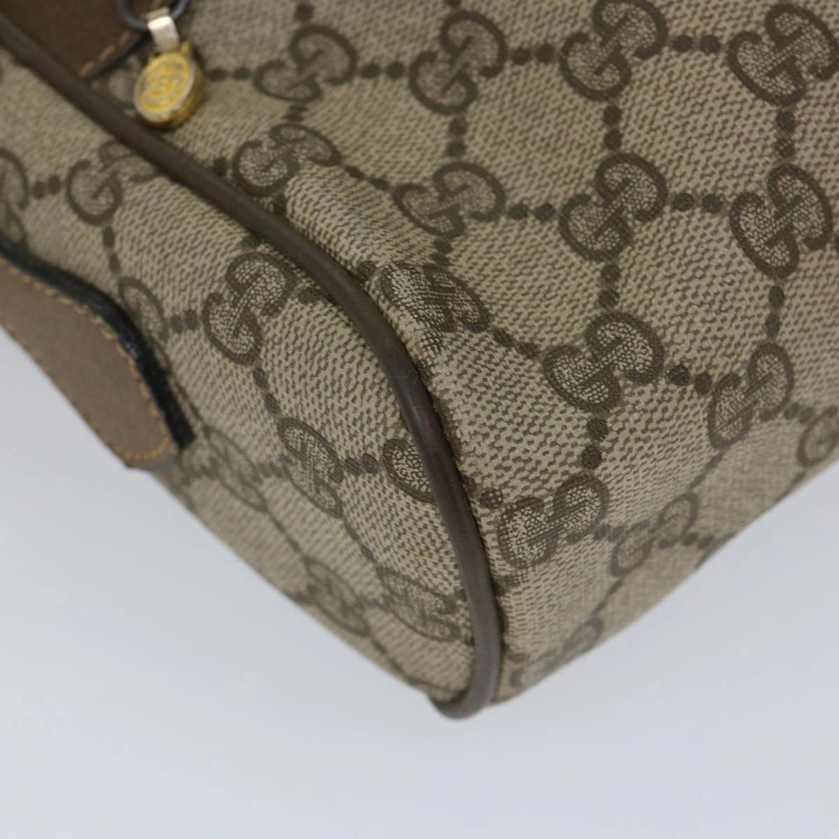 GUCCI GG Canvas Web Sherry Line Shoulder Bag PVC Leather Beige Green  57258