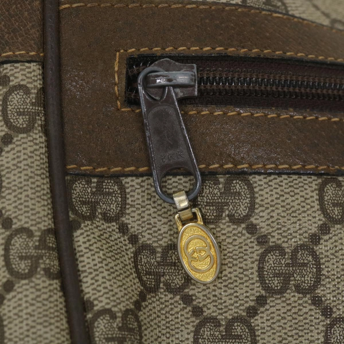 GUCCI GG Canvas Web Sherry Line Shoulder Bag PVC Leather Beige Green  57258