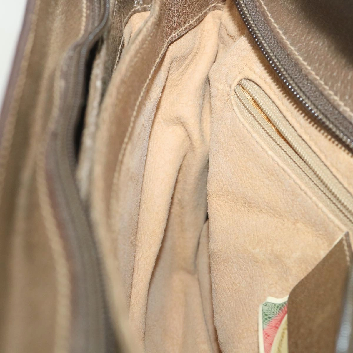 GUCCI GG Canvas Web Sherry Line Shoulder Bag PVC Leather Beige Green  57265