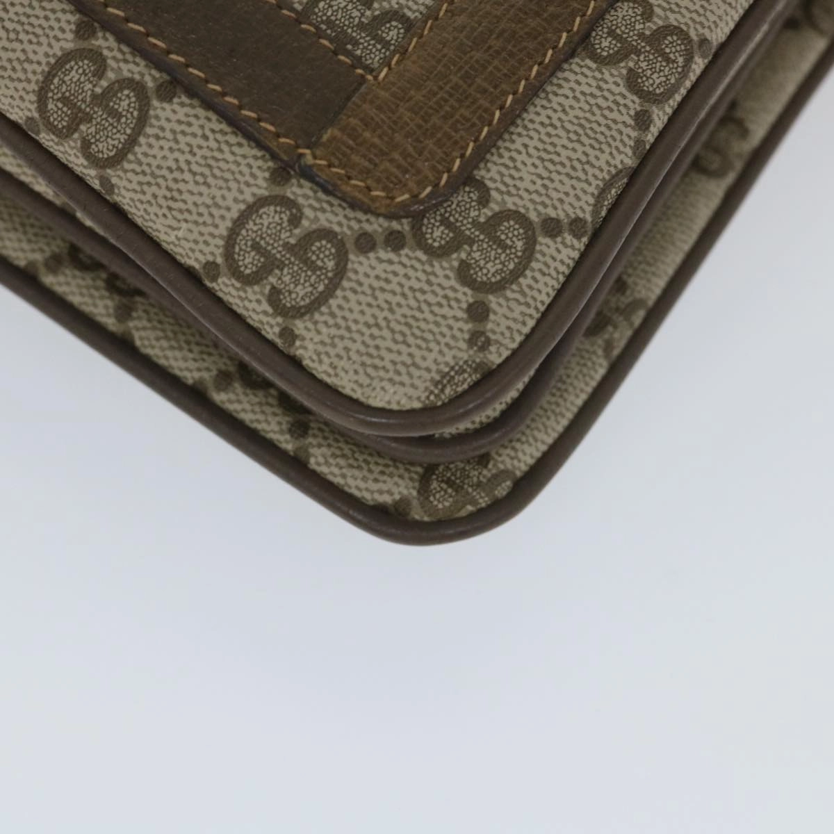 GUCCI GG Canvas Web Sherry Line Shoulder Bag PVC Leather Beige Green  57265