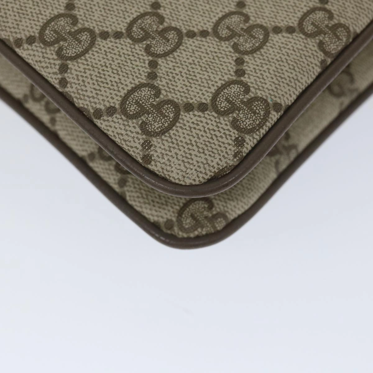 GUCCI GG Canvas Web Sherry Line Shoulder Bag PVC Leather Beige Green  57265