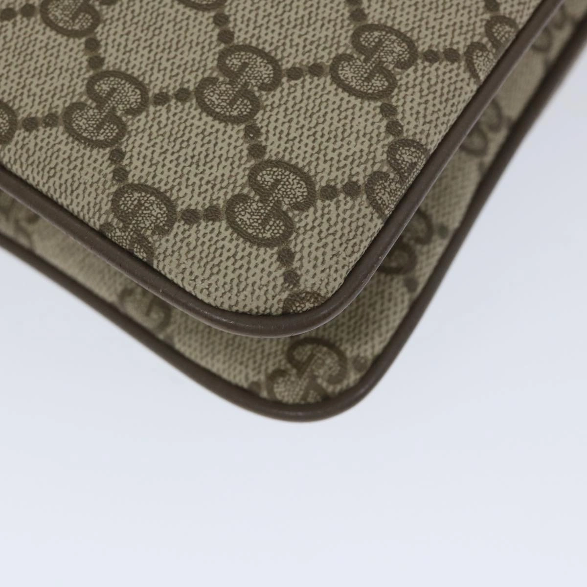 GUCCI GG Canvas Web Sherry Line Shoulder Bag PVC Leather Beige Green  57265