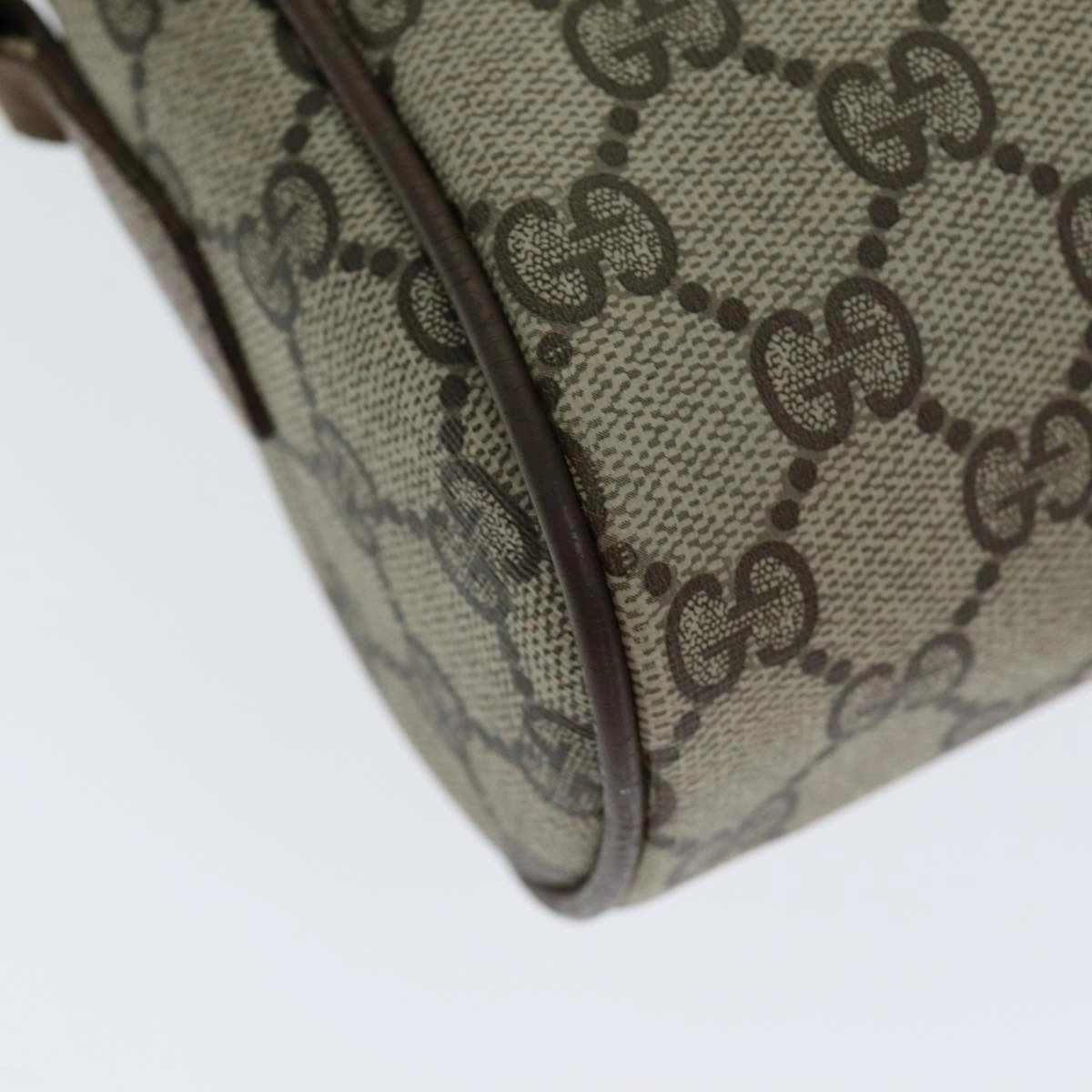 GUCCI GG Canvas Web Sherry Line Shoulder Bag PVC Leather Beige Red  13472