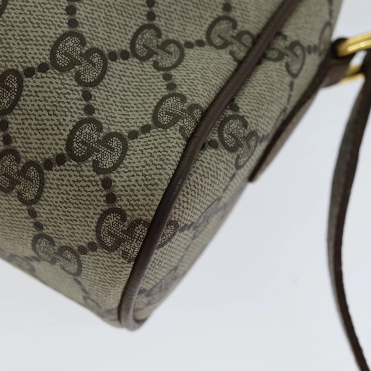 GUCCI GG Canvas Web Sherry Line Shoulder Bag PVC Leather Beige Red  13472