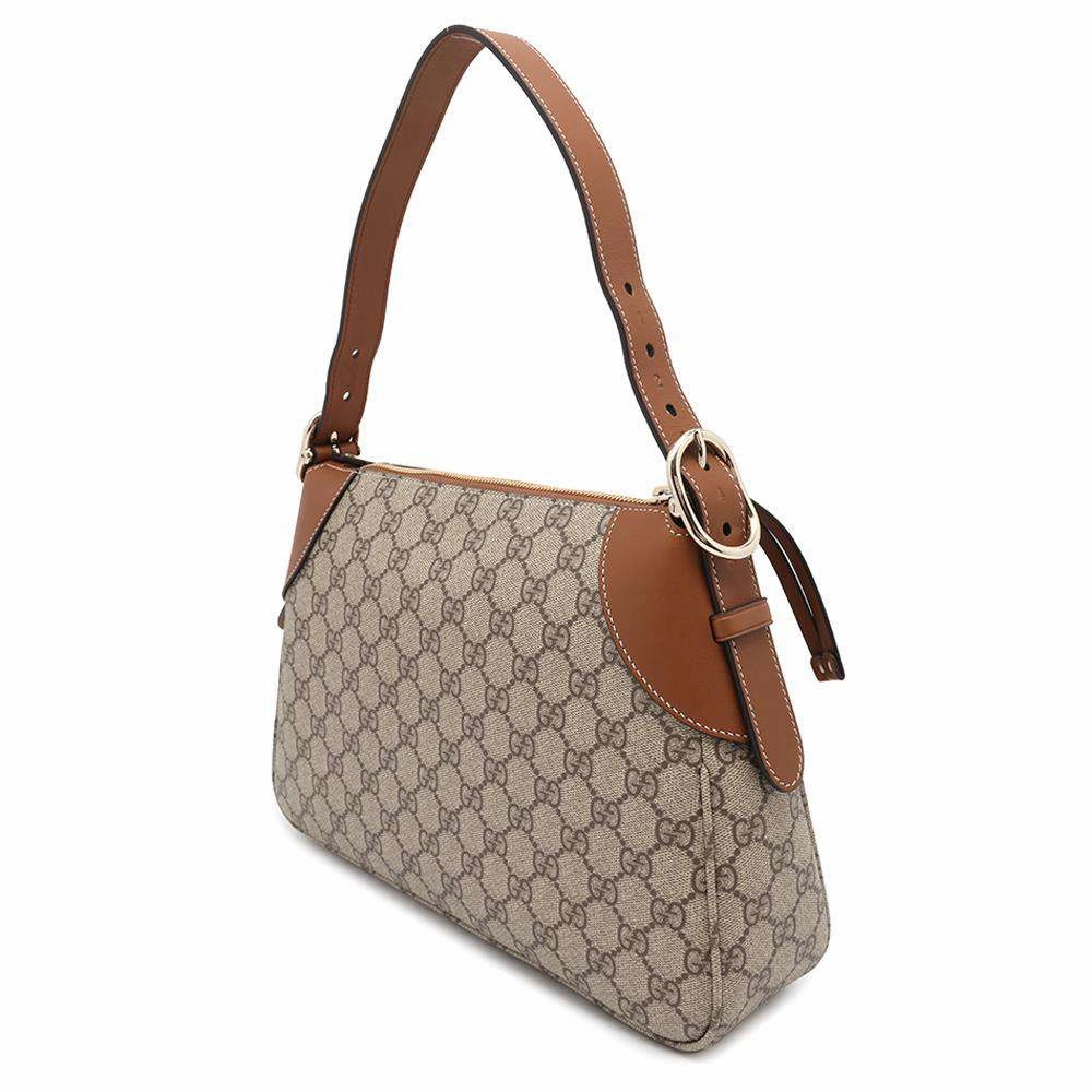 GUCCI GG Emblem Medium One Shoulder Bag Beige/Brown815216 PVC Leather