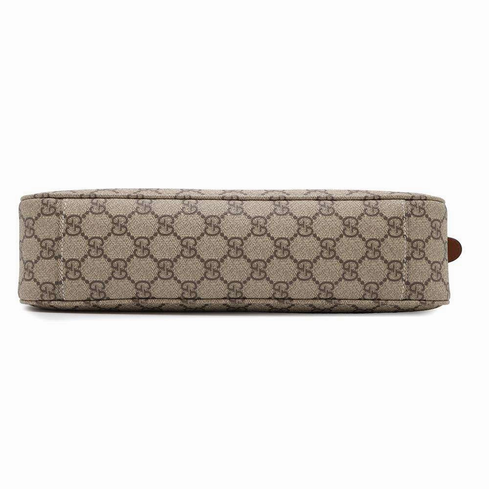 GUCCI GG Emblem Medium One Shoulder Bag Beige/Brown815216 PVC Leather