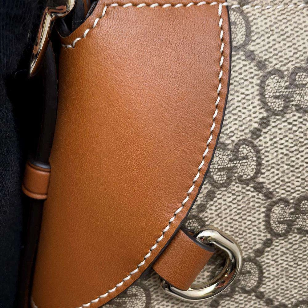 GUCCI GG Emblem Medium One Shoulder Bag Beige/Brown815216 PVC Leather