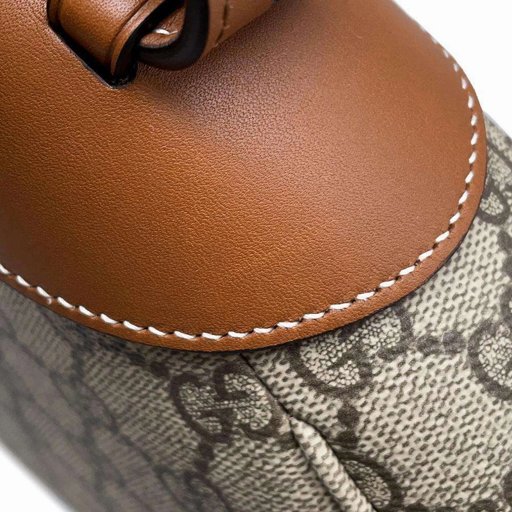 GUCCI GG Emblem Medium One Shoulder Bag Beige/Brown815216 PVC Leather