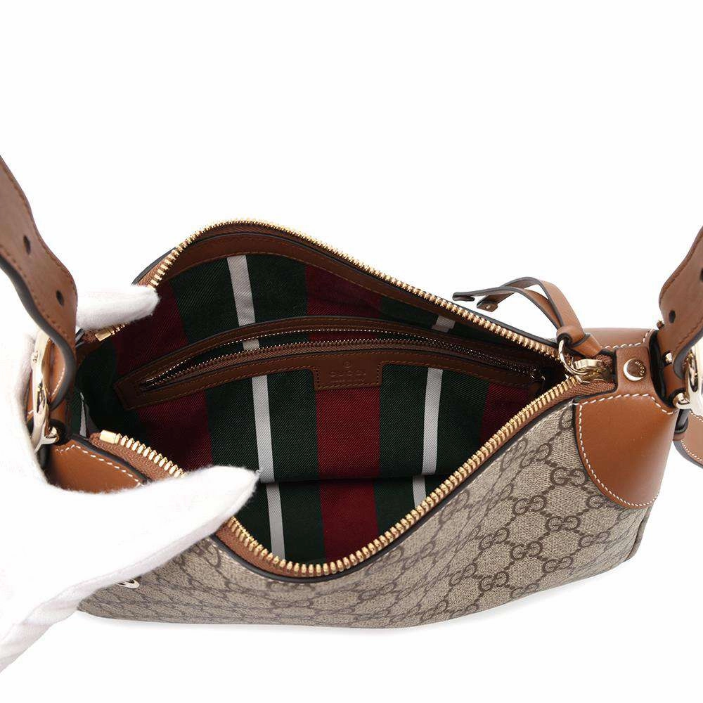GUCCI GG Emblem Medium One Shoulder Bag Beige/Brown815216 PVC Leather