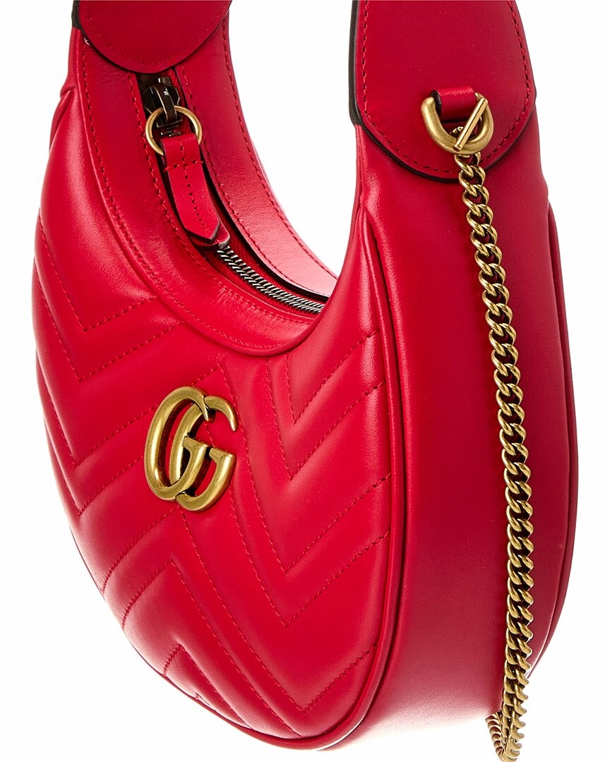 Gucci GG Marmont Half Moon Shaped Mini Leather Crossbody