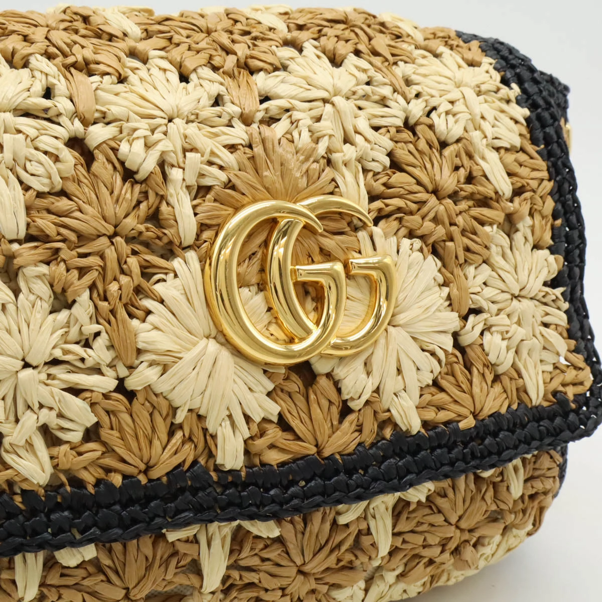 Gucci GG Marmont Raffia Leather Shoulder Bag