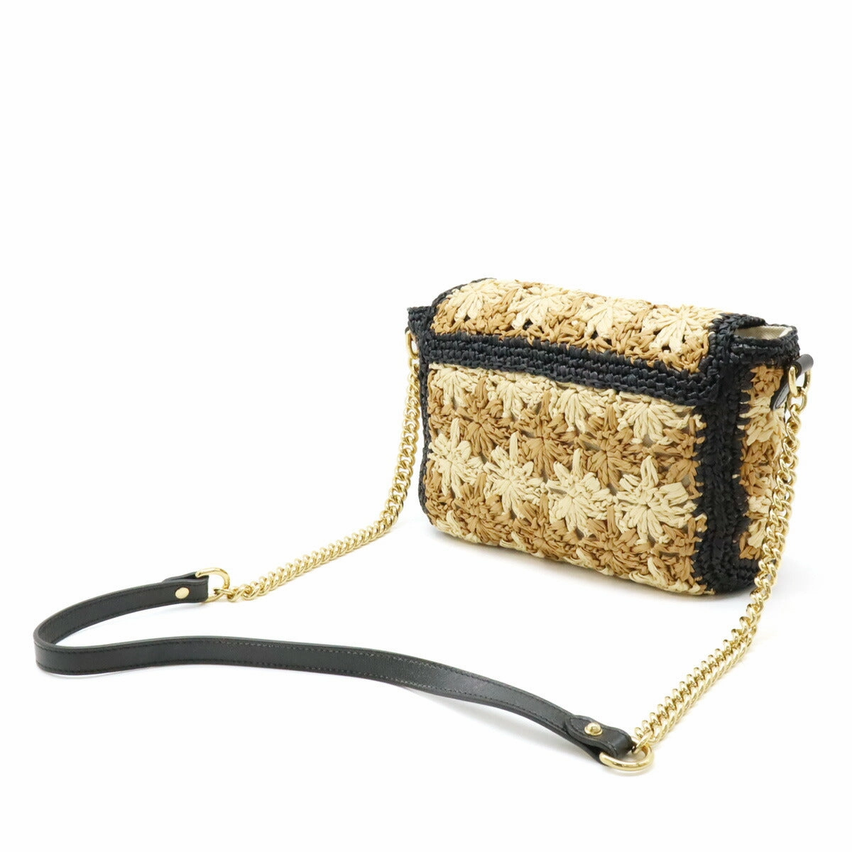 Gucci GG Marmont Raffia Leather Shoulder Bag