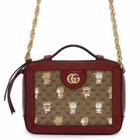 GUCCI GG Mini Supreme Shoulder Bag Doraemon Red655596 Canvas Leather