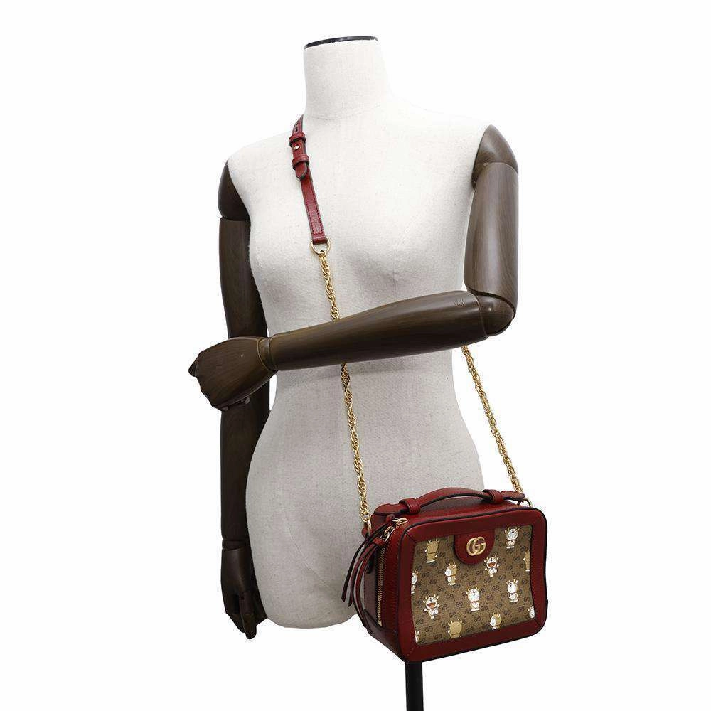 GUCCI GG Mini Supreme Shoulder Bag Doraemon Red655596 Canvas Leather