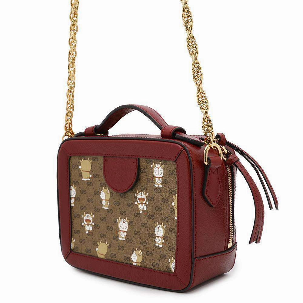GUCCI GG Mini Supreme Shoulder Bag Doraemon Red655596 Canvas Leather
