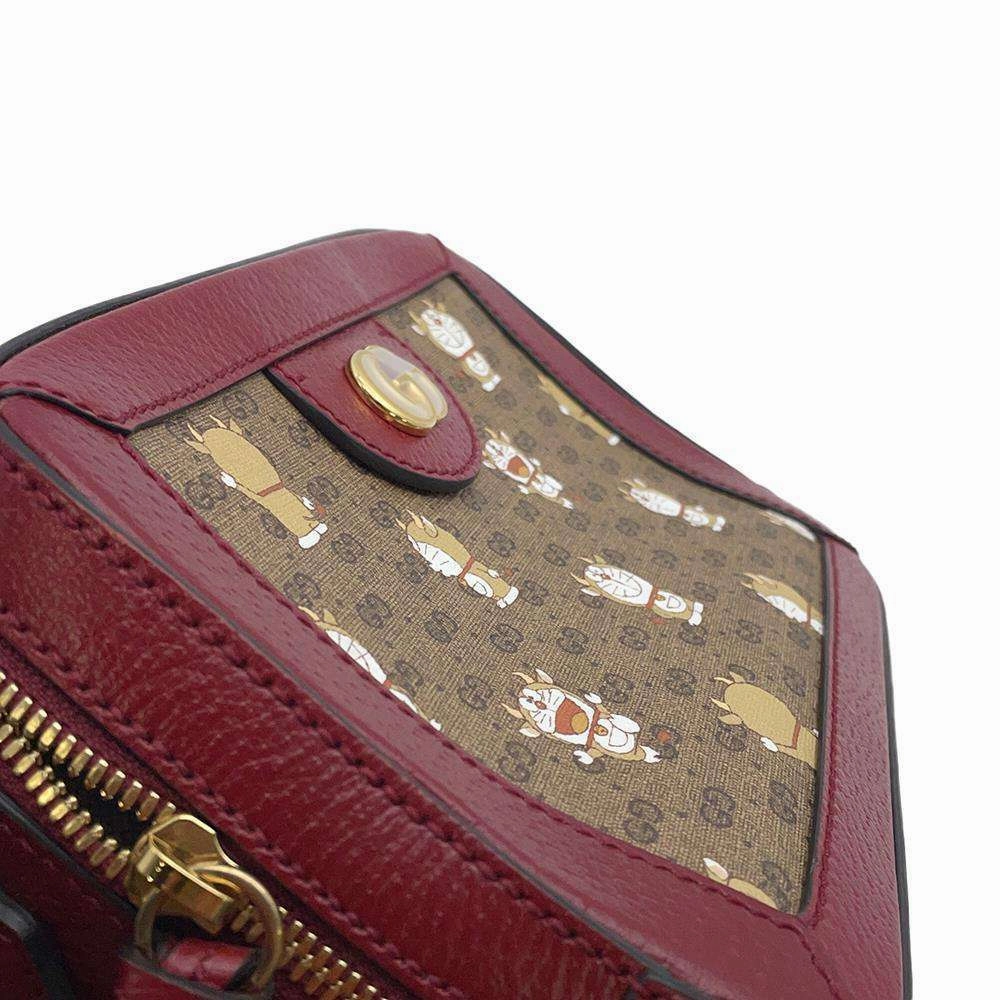 GUCCI GG Mini Supreme Shoulder Bag Doraemon Red655596 Canvas Leather