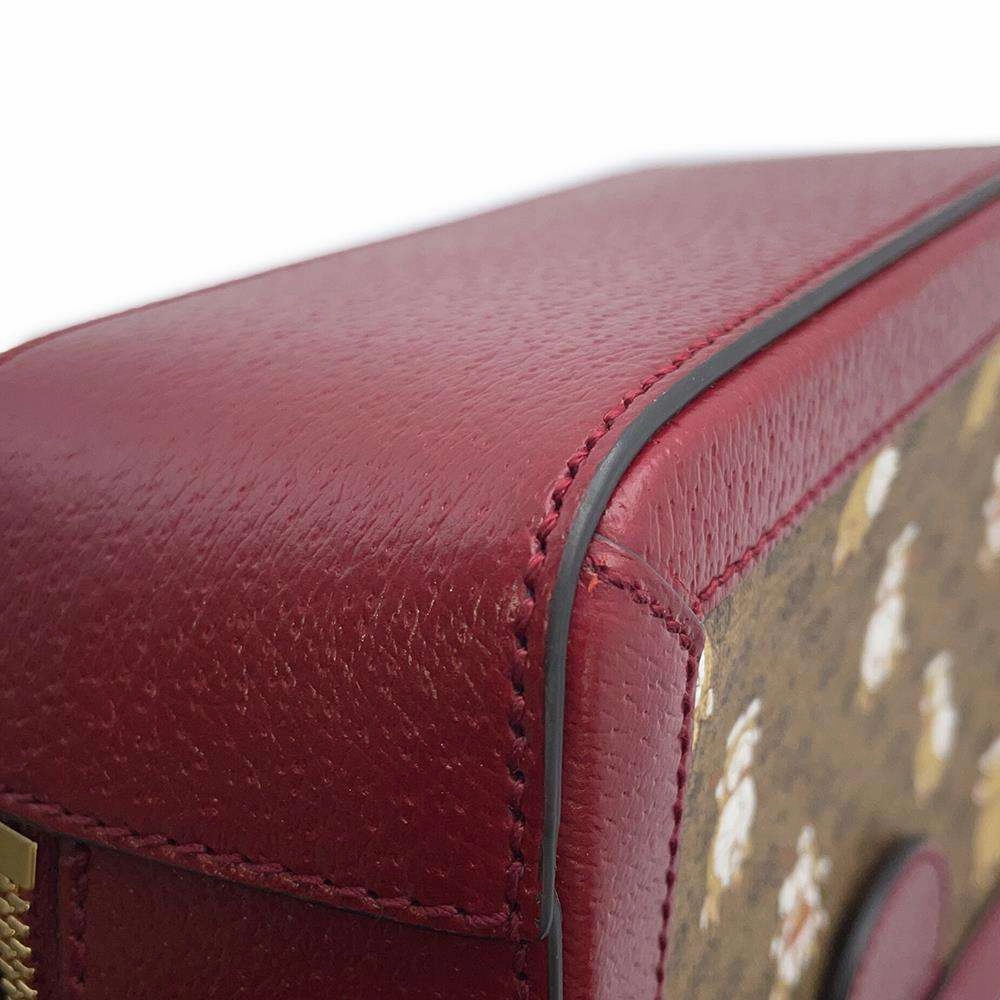 GUCCI GG Mini Supreme Shoulder Bag Doraemon Red655596 Canvas Leather